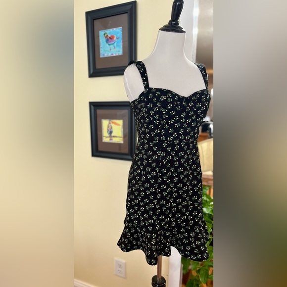 Hutch Dress Black Mini Floral Seamed Bust Sweetheart Neckline Sleeveless SZ: S - Picture 3 of 10